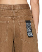 Womens Lax Jean Belted Rider Brown Oversized Denim Jeans - Brown
