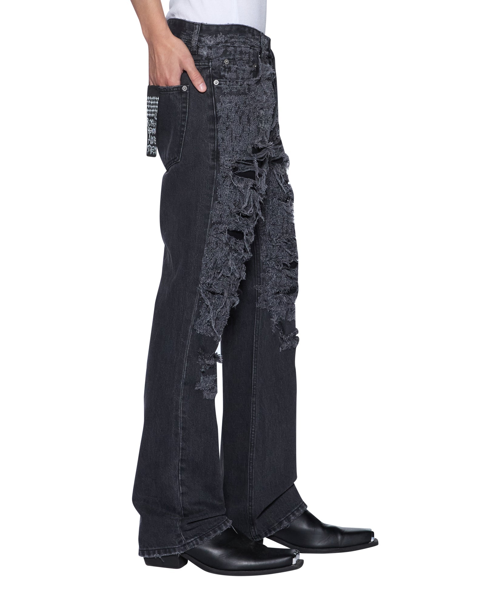 Mens Bronko Asher Black Trashed Bootcut Denim Jeans | Ksubi ++