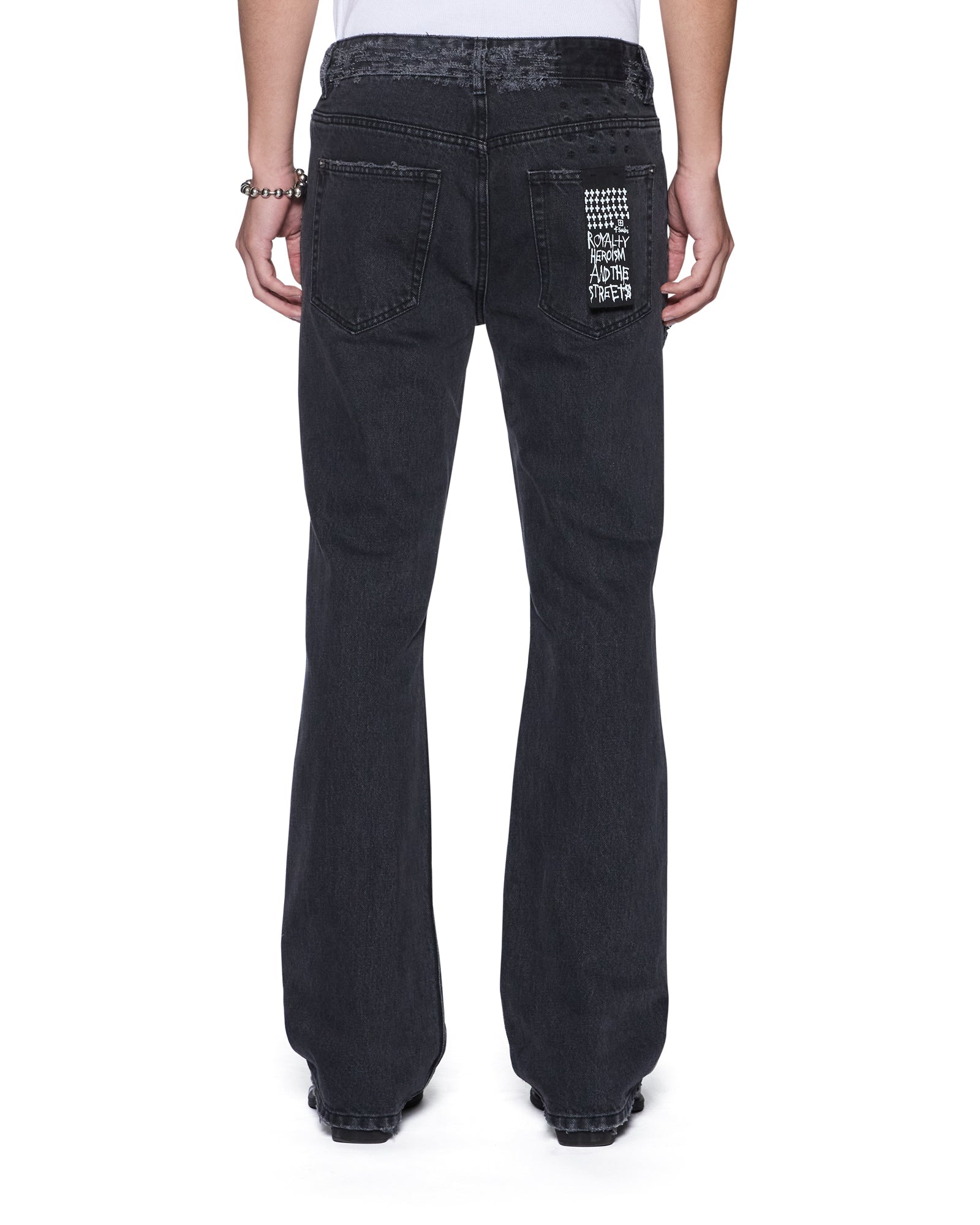 Mens Bronko Asher Black Trashed Bootcut Denim Jeans | Ksubi ++