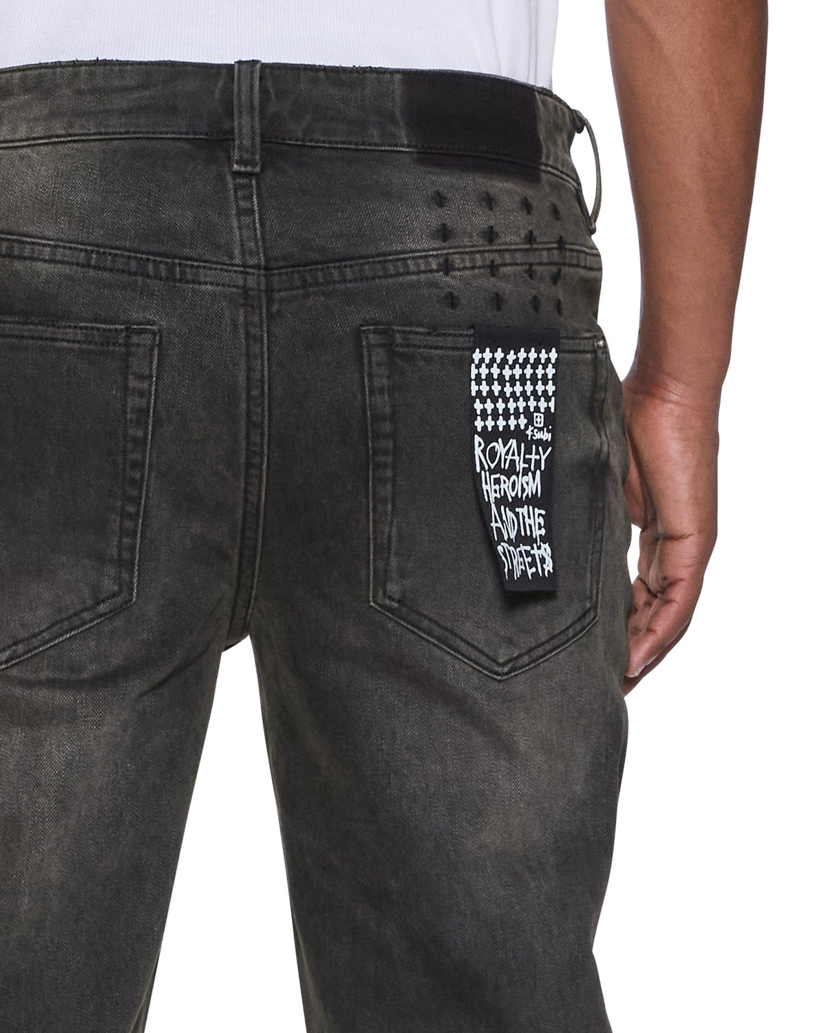 Mens Bronko Graphite Bootcut Denim Jeans - Grey