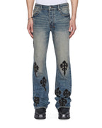 Mens Bronko Reup Blue Kaliba Bootcut Denim Jeans - Denim