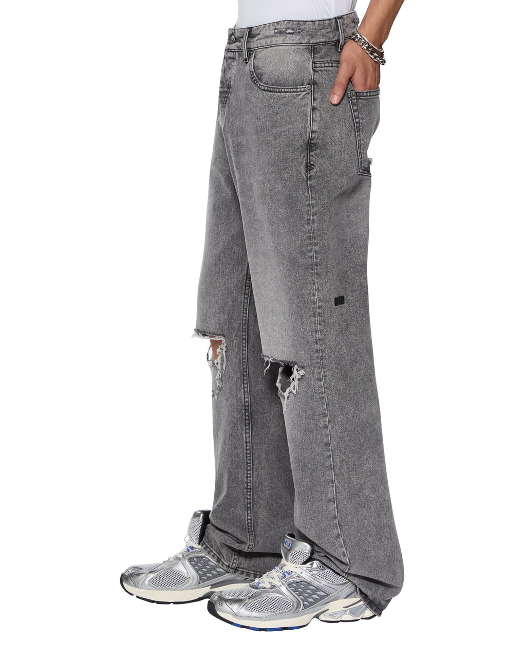 MENS BRONKO SMOKE TRASHED DENIM JEANS