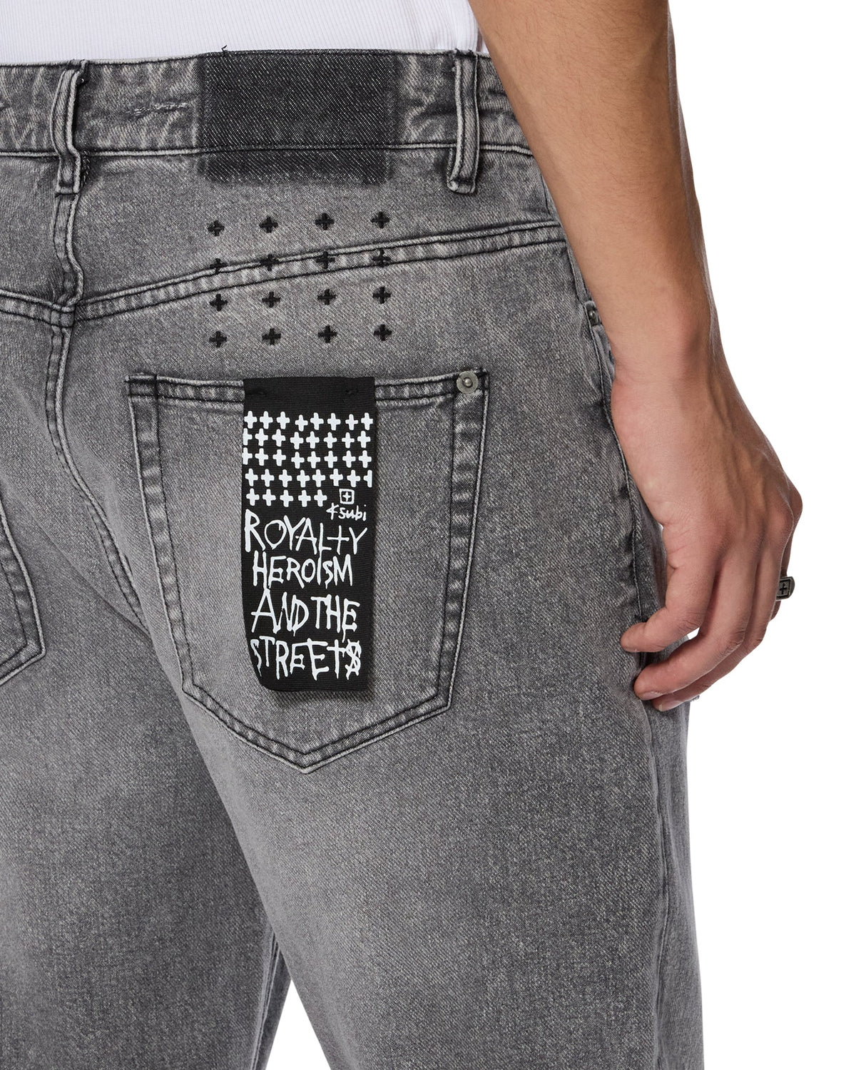 MENS BRONKO SMOKE TRASHED DENIM JEANS