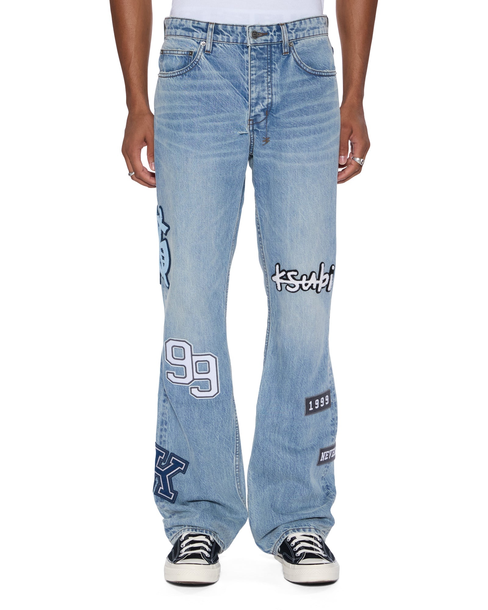 MENS BRONKO STRIKER PATCHED DENIM JEANS