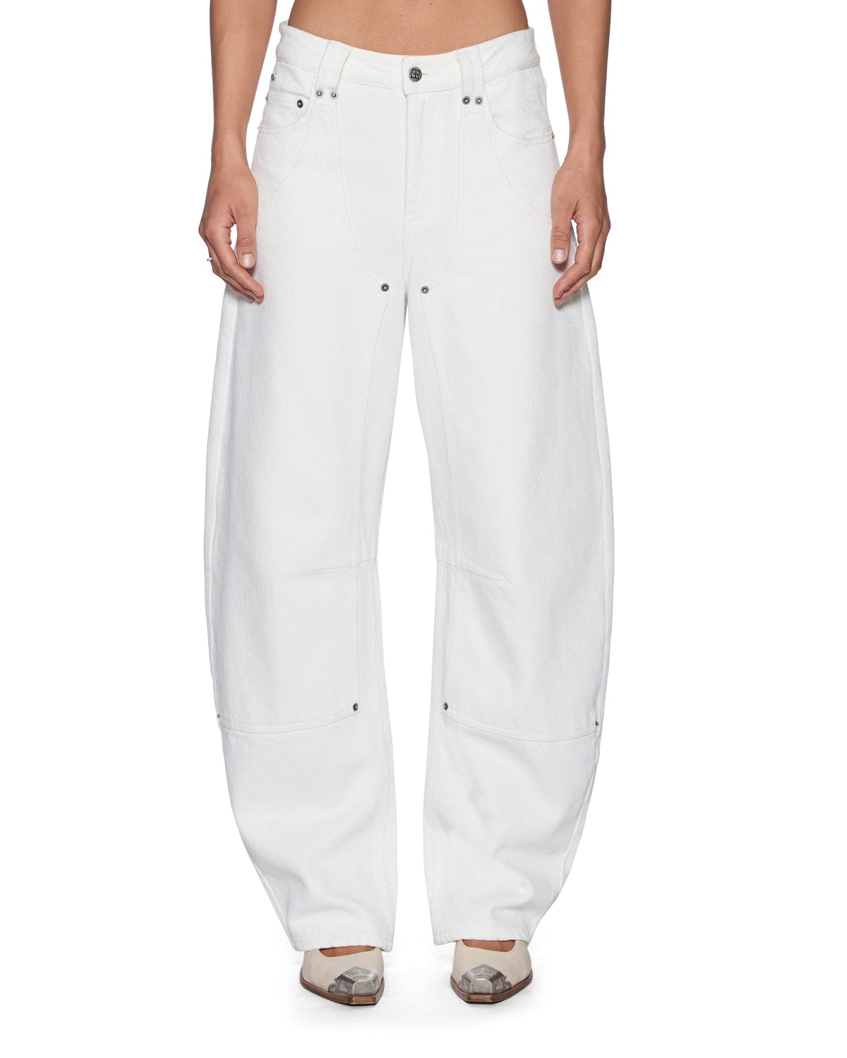 Womens Barrel Jean Carpenter Chalk Barrel Leg Denim Jeans - White