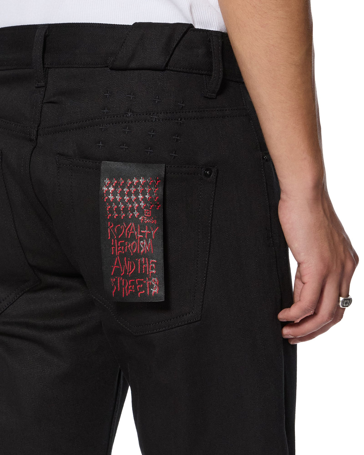 MENS CHITCH SELVEDGE RAW BLACK DENIM JEANS