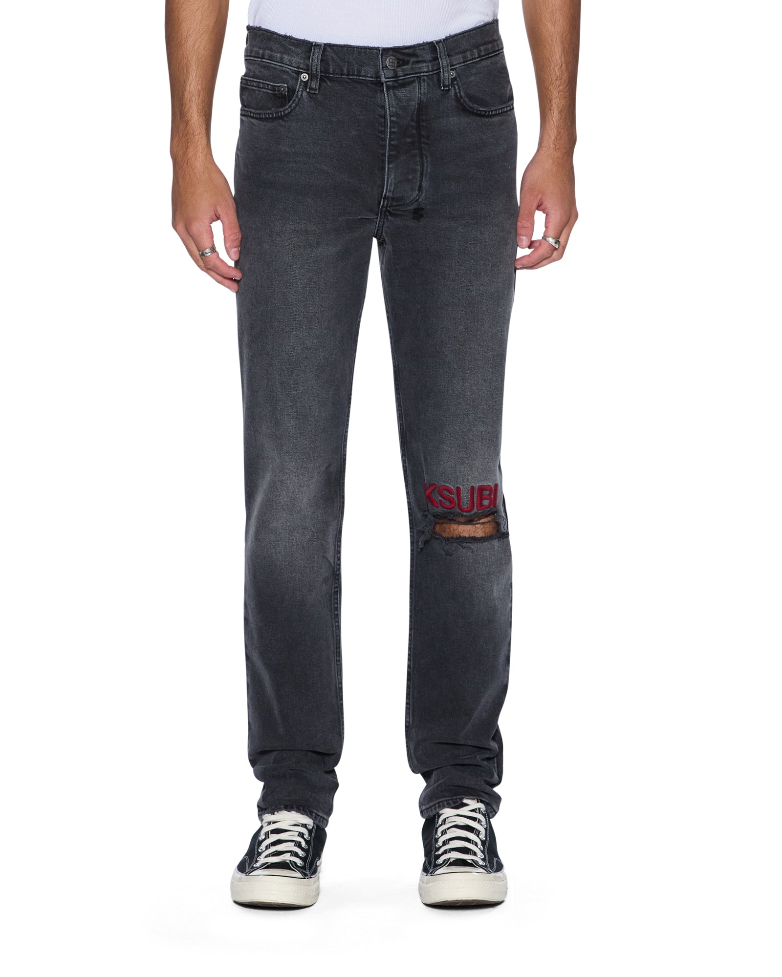 MENS CHITCH VILLAIN GREY SLIM DENIM JEANS