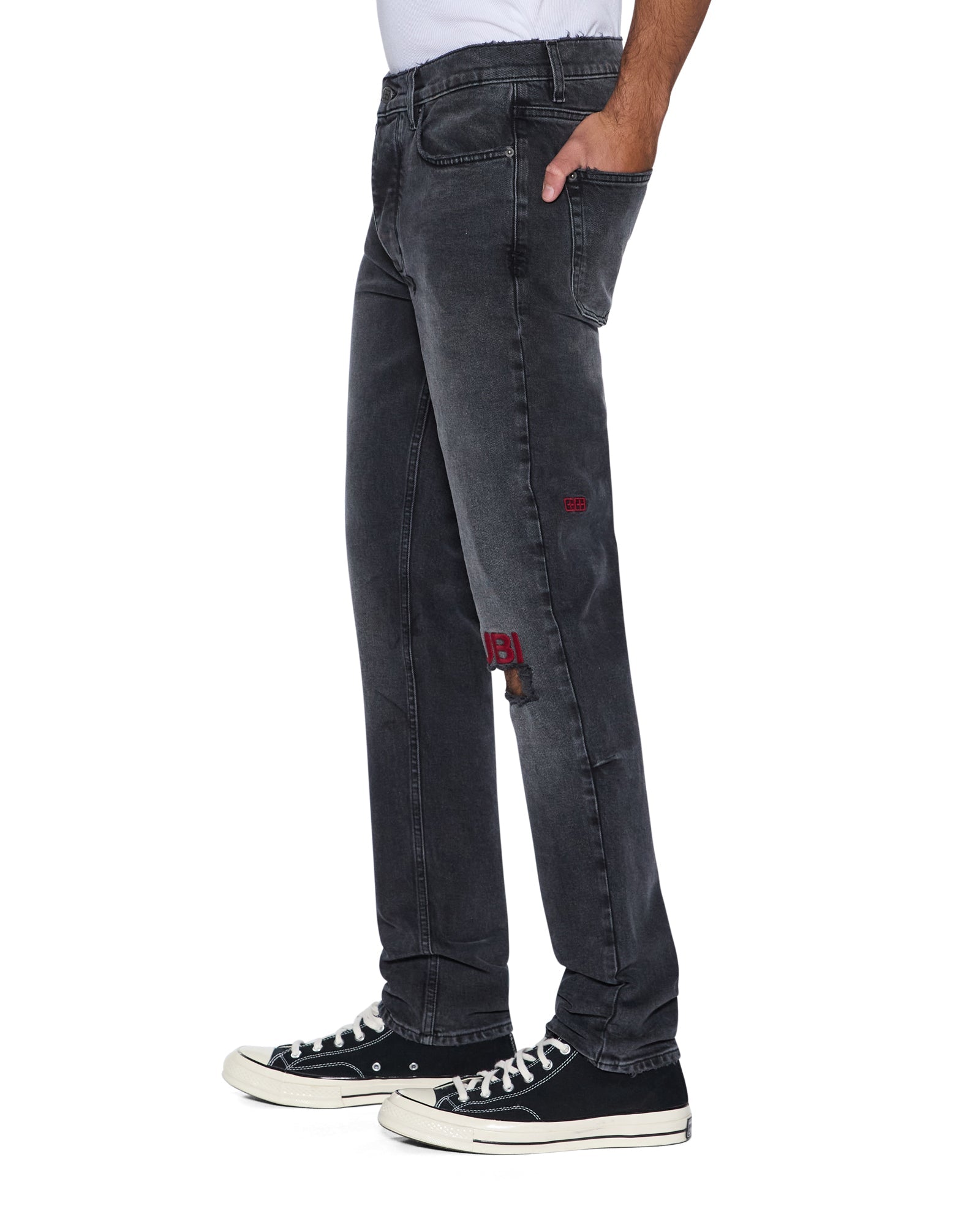 MENS  CHITCH VILLAIN GREY SLIM DENIM JEANS