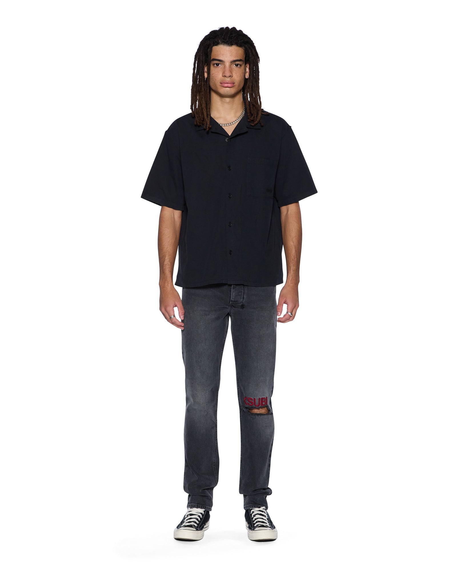 MENS  CHITCH VILLAIN GREY SLIM DENIM JEANS