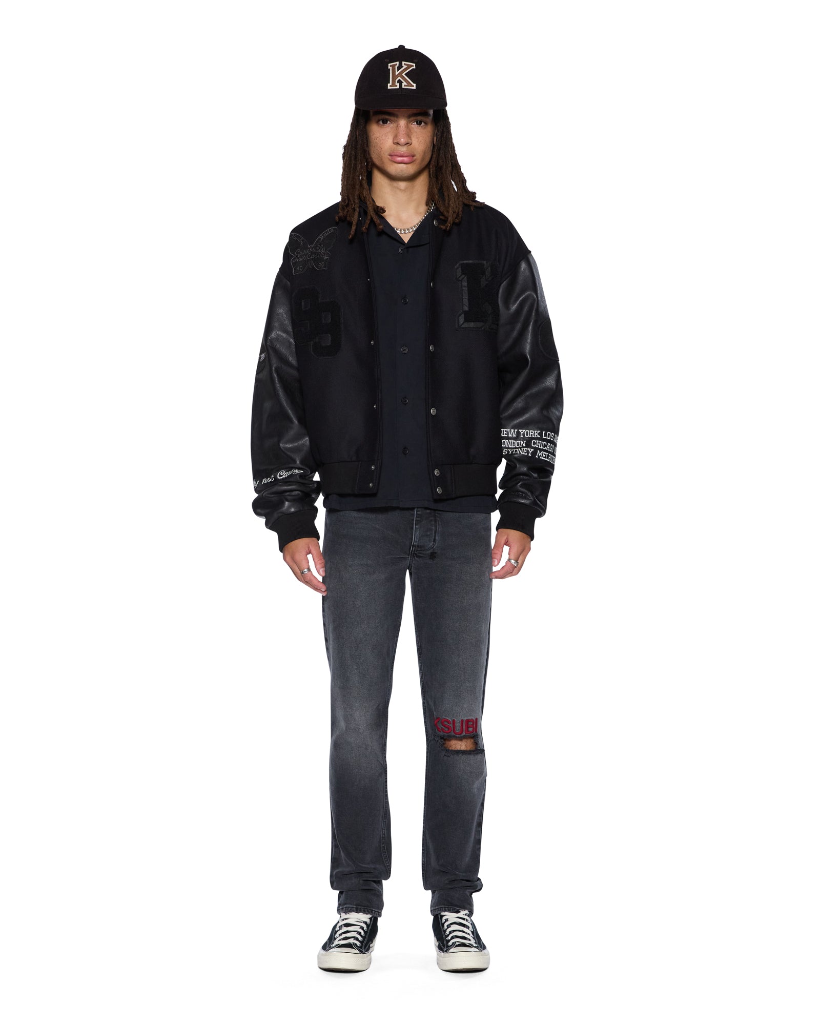 MENS CHITCH VILLAIN GREY SLIM DENIM JEANS