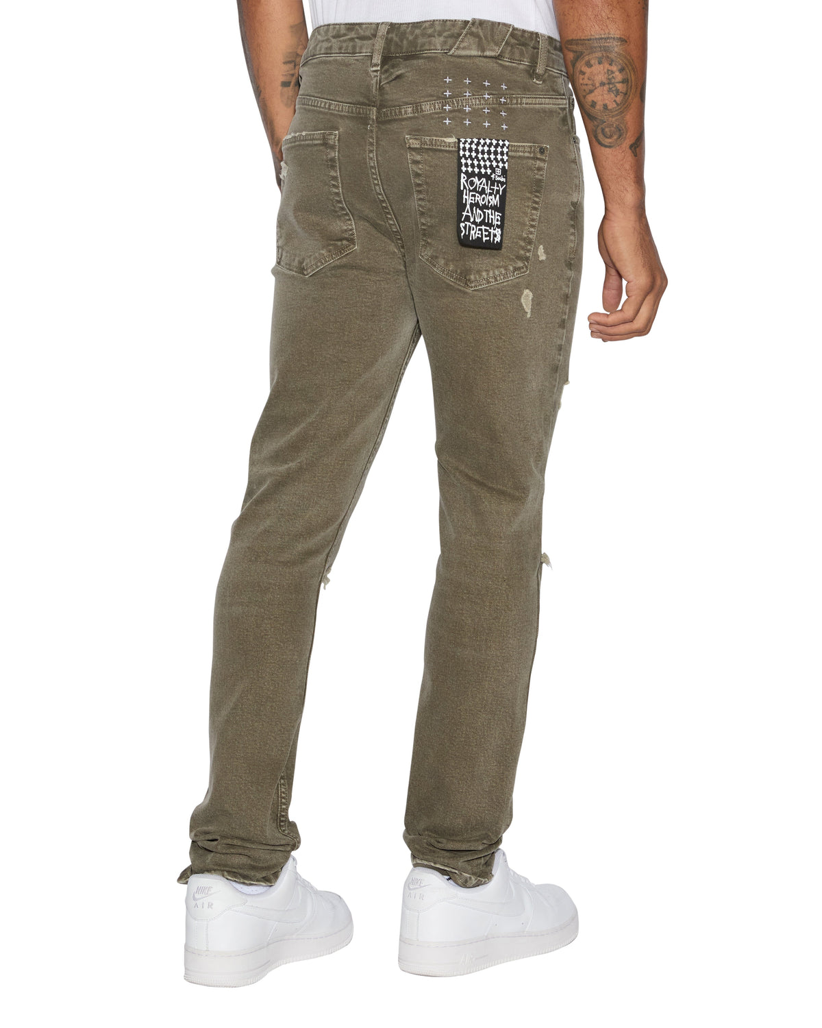 MENS CHITCH OVERDYE KHAKI DENIM JEANS