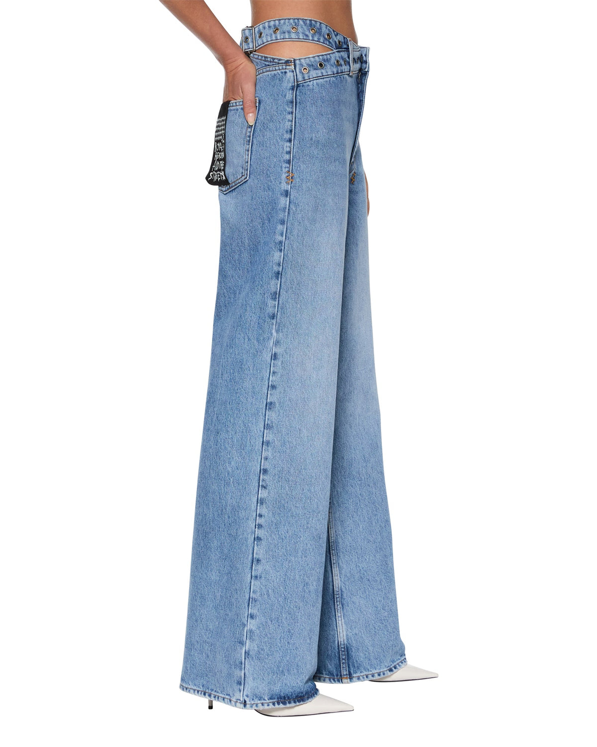 Womens Strider Dettached Belted Chroma Wide Denim Jeans - Denim