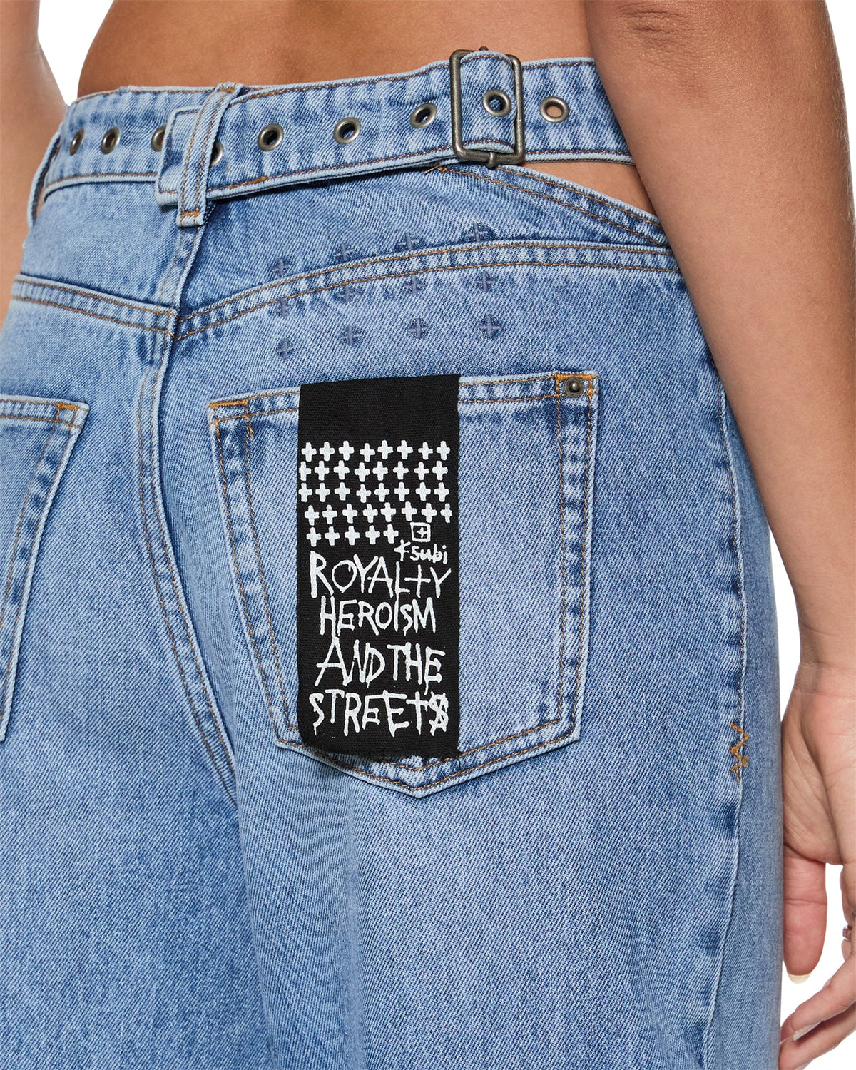 Womens Strider Dettached Belted Chroma Wide Denim Jeans - Denim
