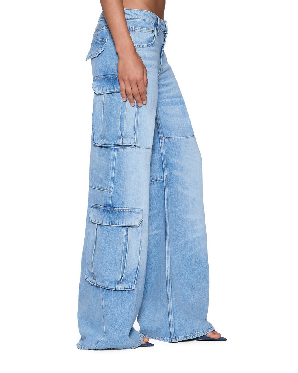 WOMENS DROPOUT LOW RISE CARGO JEAN SPIRIT DENIM JEANS