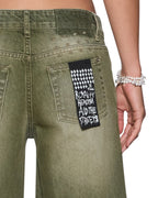 WOMENS DROPOUT LOW RISE JEAN MILITANT GREEN DENIM JEANS