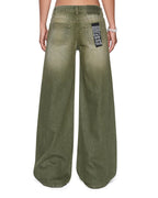 WOMENS DROPOUT LOW RISE JEAN MILITANT GREEN DENIM JEANS