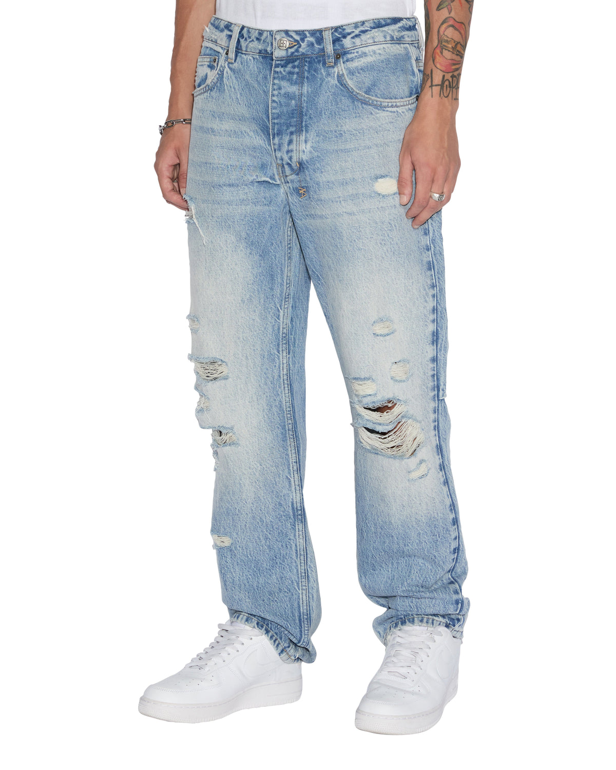 MENS HAZLOW NU HERITAGE TRASHED DENIM JEANS