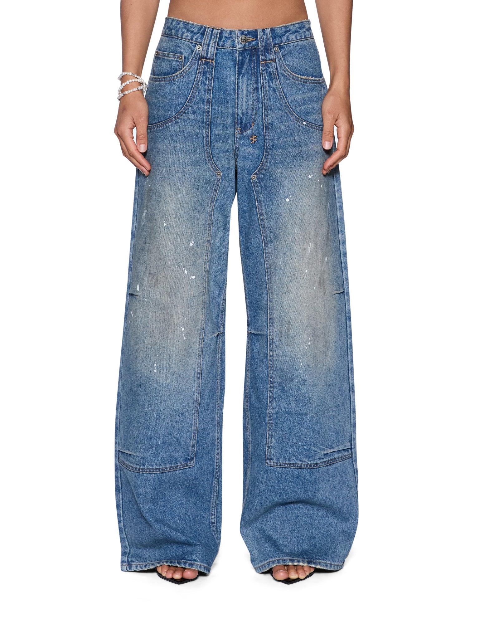 WOMENS KSUPER JEAN PAINTER BLUE BAGGY DENIM JEANS