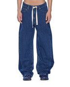 Womens Ksuper Mayfair Blue Spliced Baggy Denim Jeans - Denim