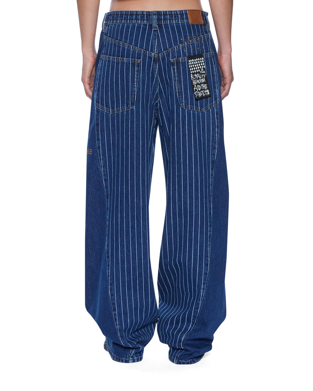 Womens Ksuper Mayfair Blue Spliced Baggy Denim Jeans - Denim