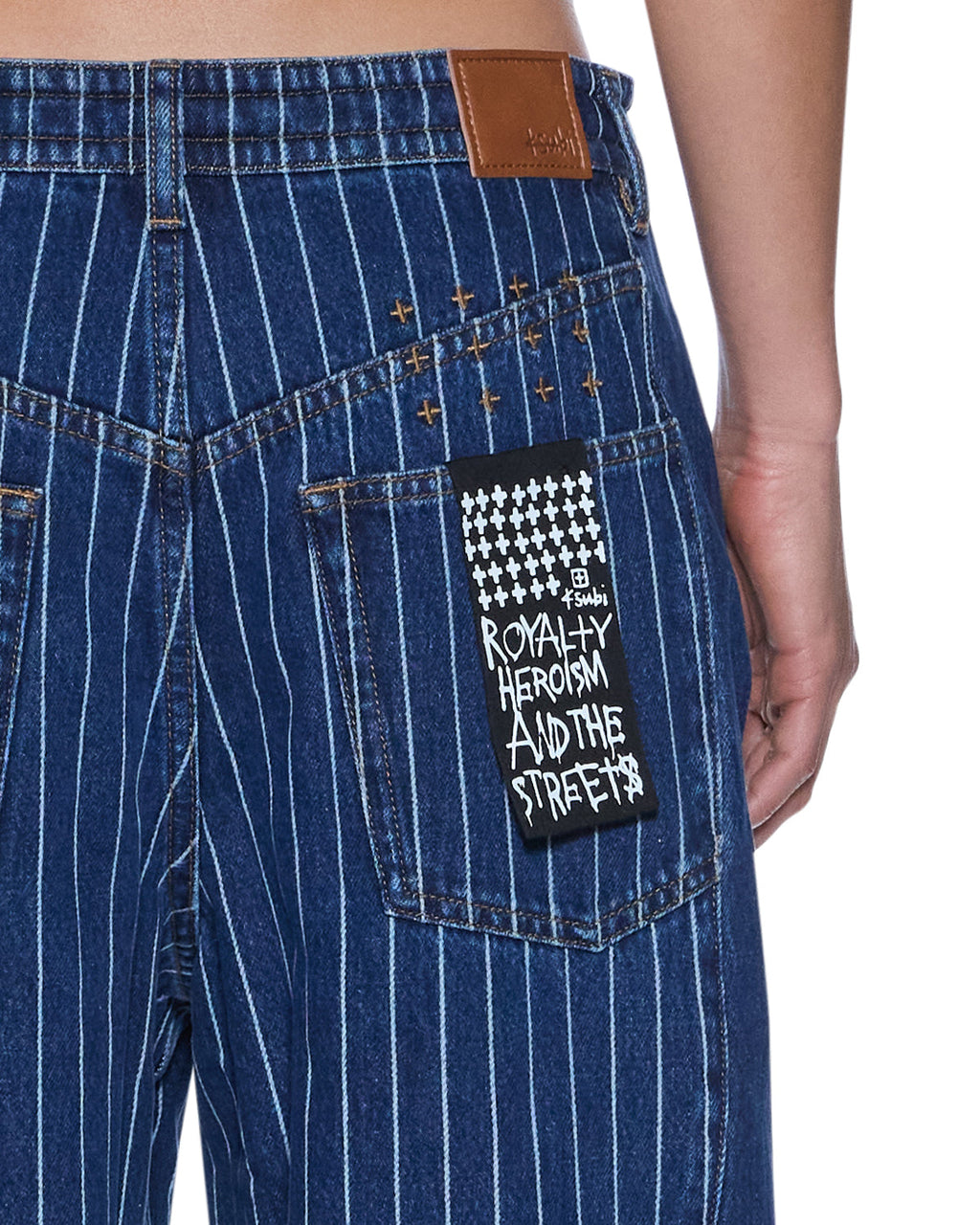Womens Ksuper Mayfair Blue Spliced Baggy Denim Jeans - Denim