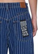 Womens Ksuper Mayfair Blue Spliced Baggy Denim Jeans - Denim