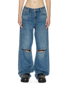 WOMENS LOW RIDER TEXAS BLUE STUDDED DENIM JEANS
