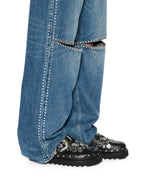 WOMENS LOW RIDER TEXAS BLUE STUDDED DENIM JEANS