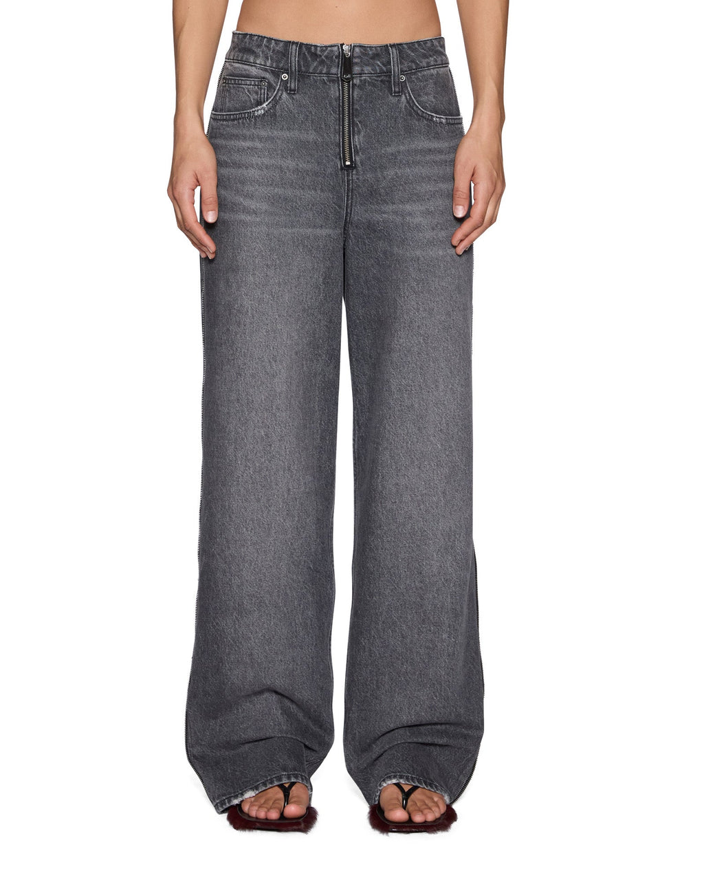 Womens Low Rider Glitch Grey Relaxed Denim Jeans - Grey