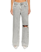 WOMENS LOW RIDER DIME KRYSTAL TRASHED DENIM JEANS