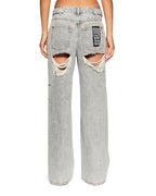WOMENS LOW RIDER DIME KRYSTAL TRASHED DENIM JEANS