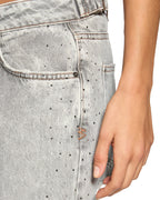 WOMENS LOW RIDER DIME KRYSTAL TRASHED DENIM JEANS