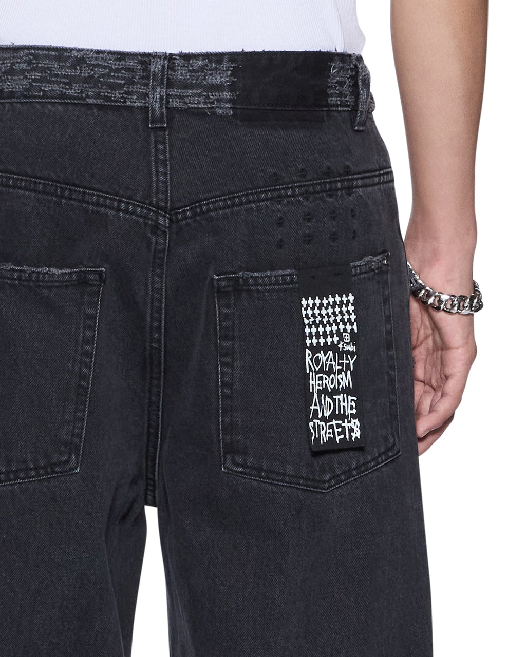 MENS MAXX ASHER BLACK TRASHED DENIM JEANS