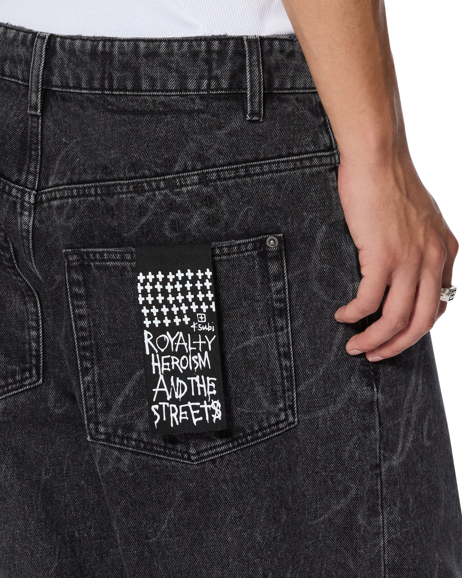 MENS  MAXX BLACK ROKK KURSED BAGGY DENIM JEANS