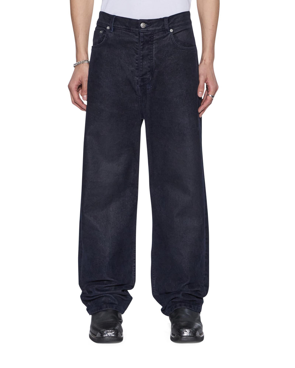 Mens Maxx Petrified Flock Relaxed Denim Jeans - Navy