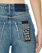 WOMENS PLAYBACK TEXAS BLUE STUDDED DENIM JEANS