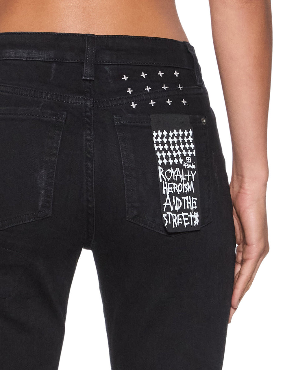 WOMENS SPRAY ON XTRA BONEYARD BLACK DENIM JEANS