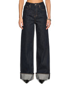Womens Strider Cuff Original Wide Denim Jeans - Denim