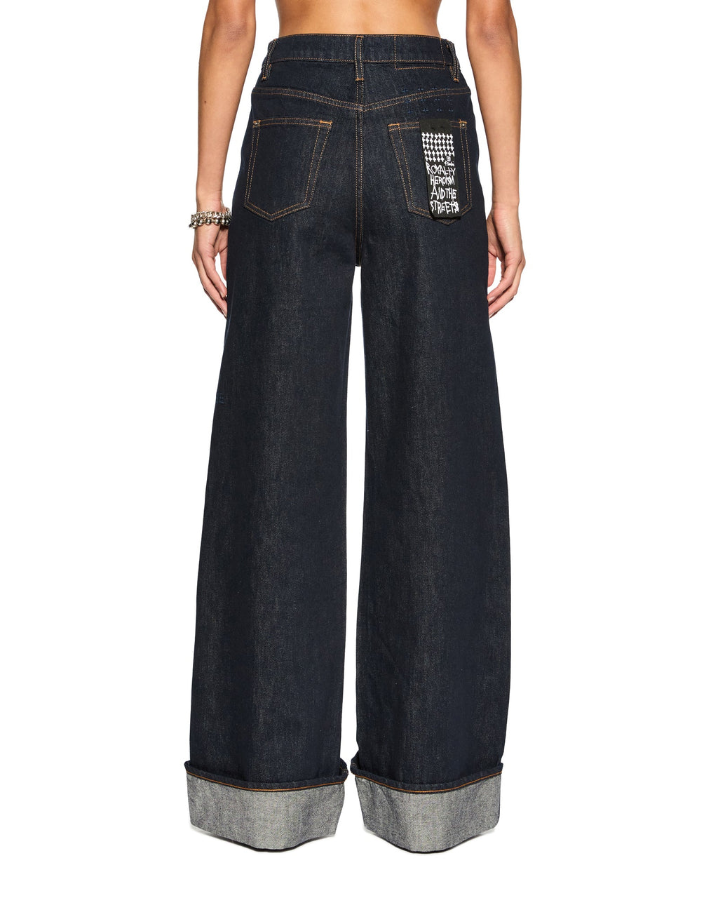 Womens Strider Cuff Original Wide Denim Jeans - Denim