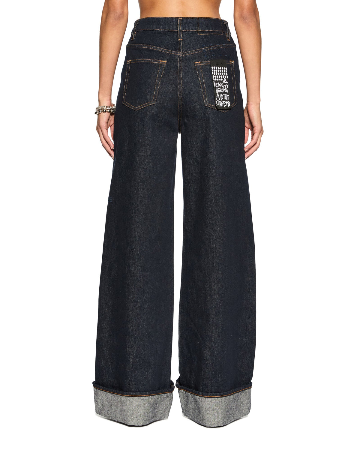 Womens Strider Cuff Original Wide Denim Jeans - Denim