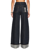 Womens Strider Cuff Original Wide Denim Jeans - Denim