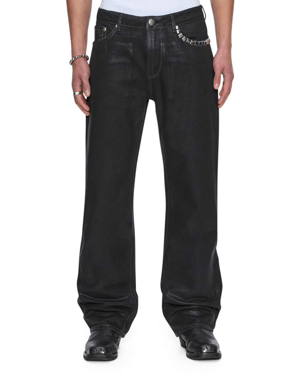 MENS KSUBI X ALICE HOLLYWOOD TORO BLACK WAX DENIM JEANS