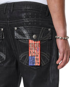 MENS KSUBI X ALICE HOLLYWOOD TORO BLACK WAX DENIM JEANS