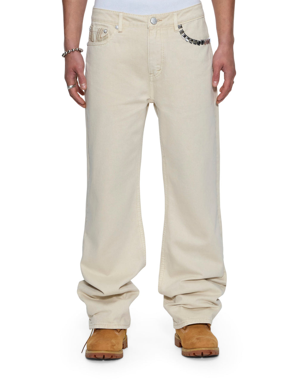 MENS KSUBI X ALICE HOLLYWOOD TORO IVORY DENIM JEANS