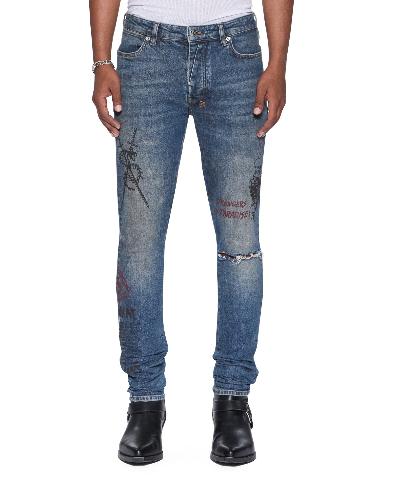 Mens Van Winkle Billy Blue Skool Skinny Denim Jeans | Ksubi ++