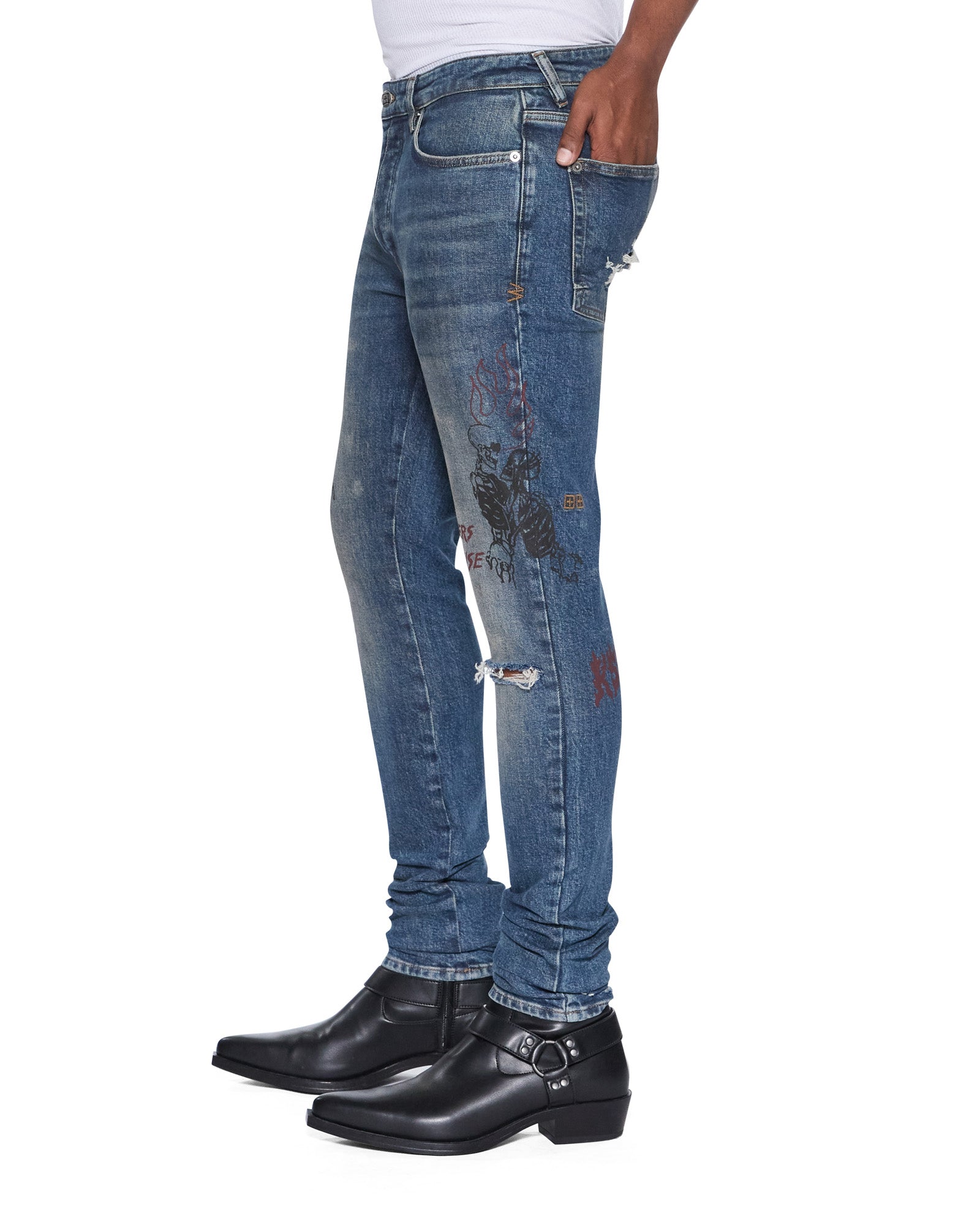 Mens Van Winkle Billy Blue Skool Skinny Denim Jeans | Ksubi ++