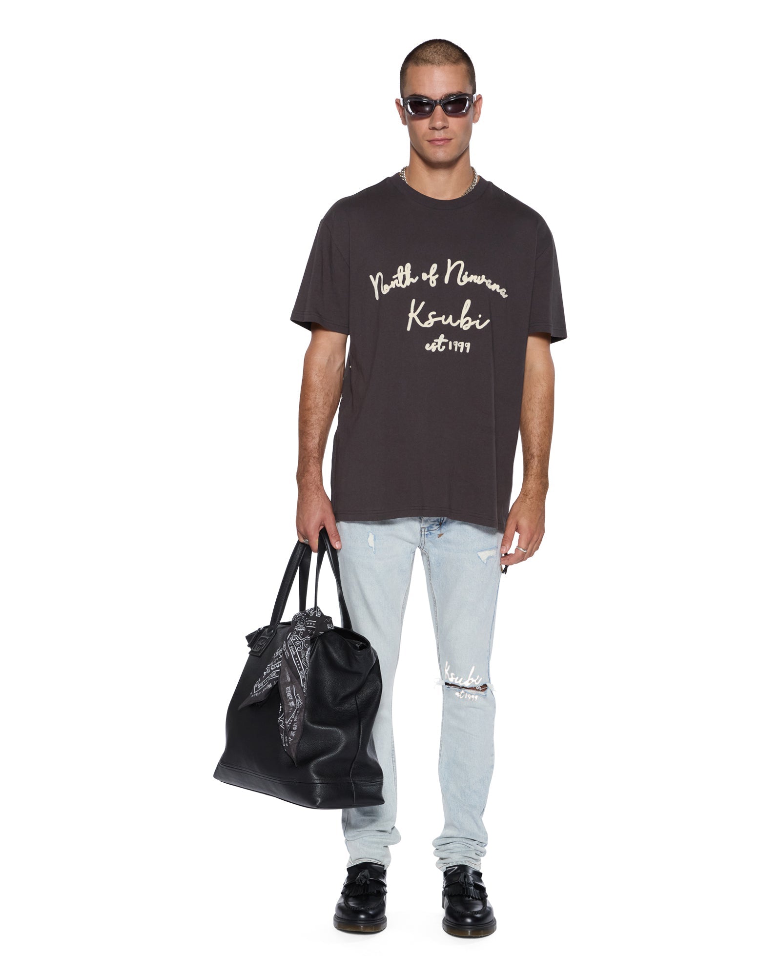 MENS  VAN WINKLE FROST BLUE ARCH SKINNY DENIM JEANS