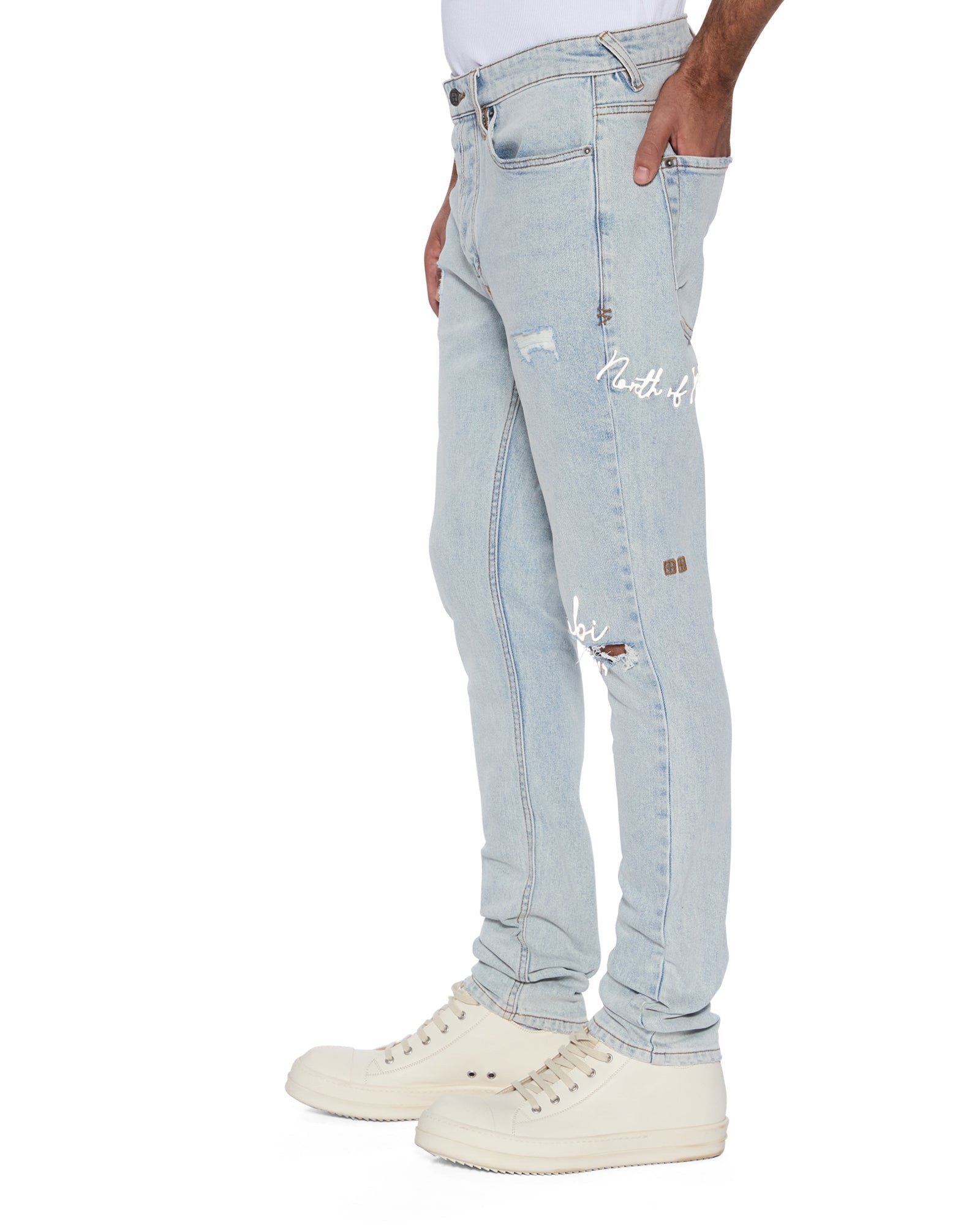 MENS  VAN WINKLE FROST BLUE ARCH SKINNY DENIM JEANS