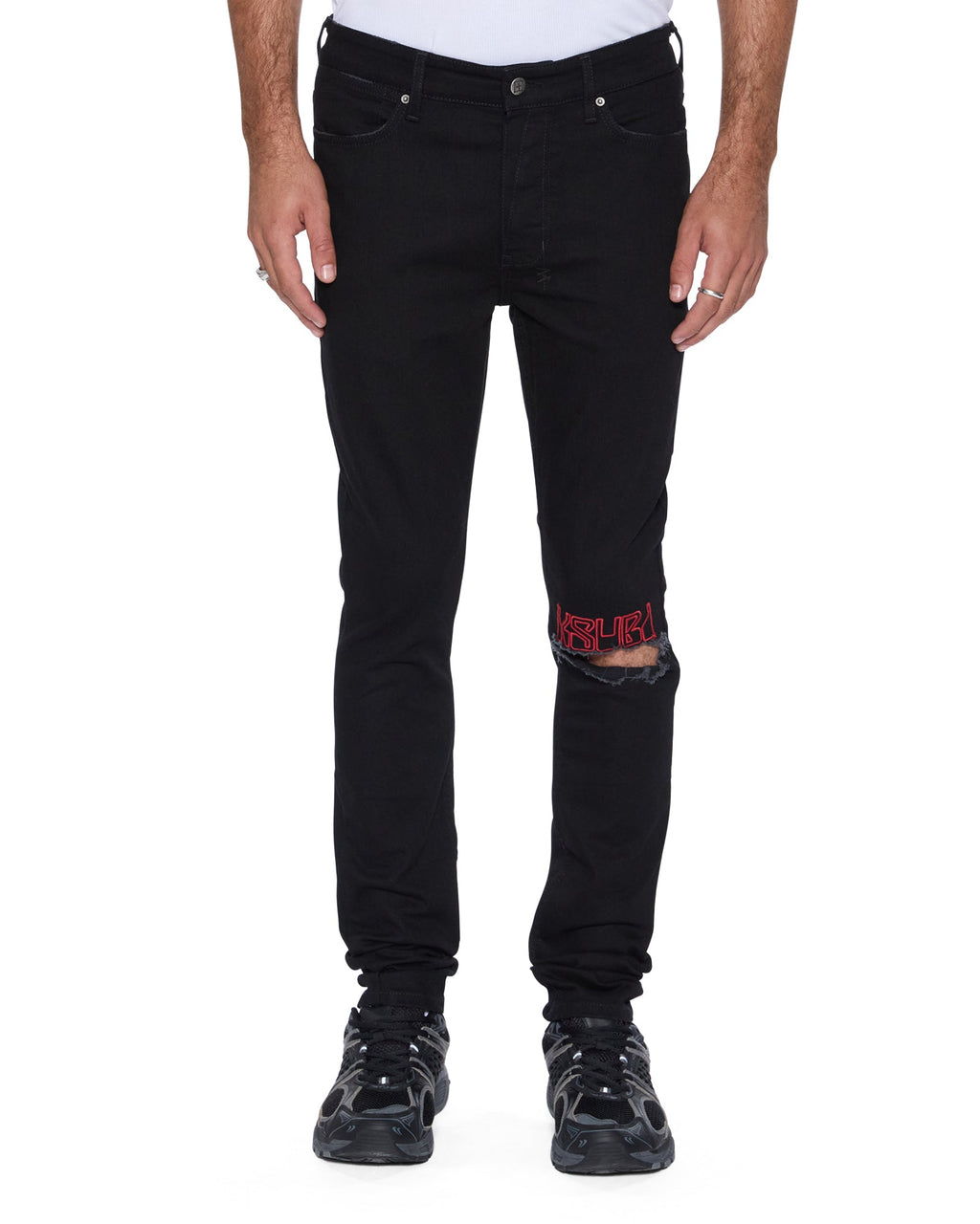 MENS VAN WINKLE LAID BLACK STING DENIM JEANS