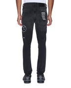 MENS VAN WINKLE ROADHOUSE BLACK PATCHED DENIM JEANS